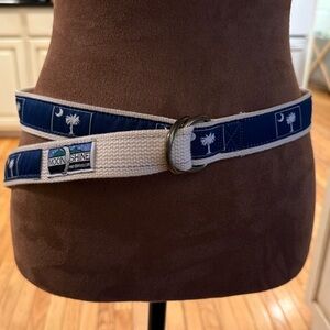 Moon Shine Blue and White Palmetto SC Belt Size L preppy golf tennis